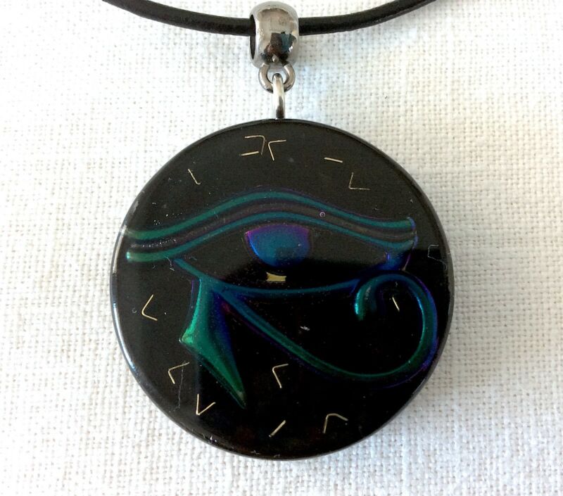 Orgone Pendant Necklace Eye of Horus Black Tourmaline & Shungite. EMF PROTECTION
