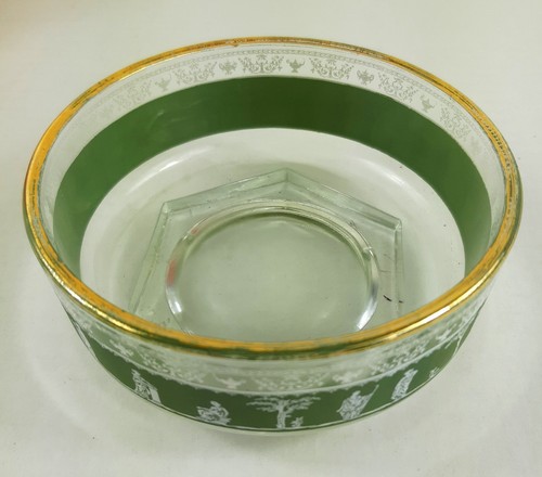 Vintage Wedgwood Green 22 Karat Nappy Bowl Dessert Grecian Hellenic 4 1/2 Wide