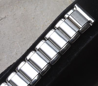 Polished & satin steel vintage watch band 16mm ends fixed lugs or spring bars OK