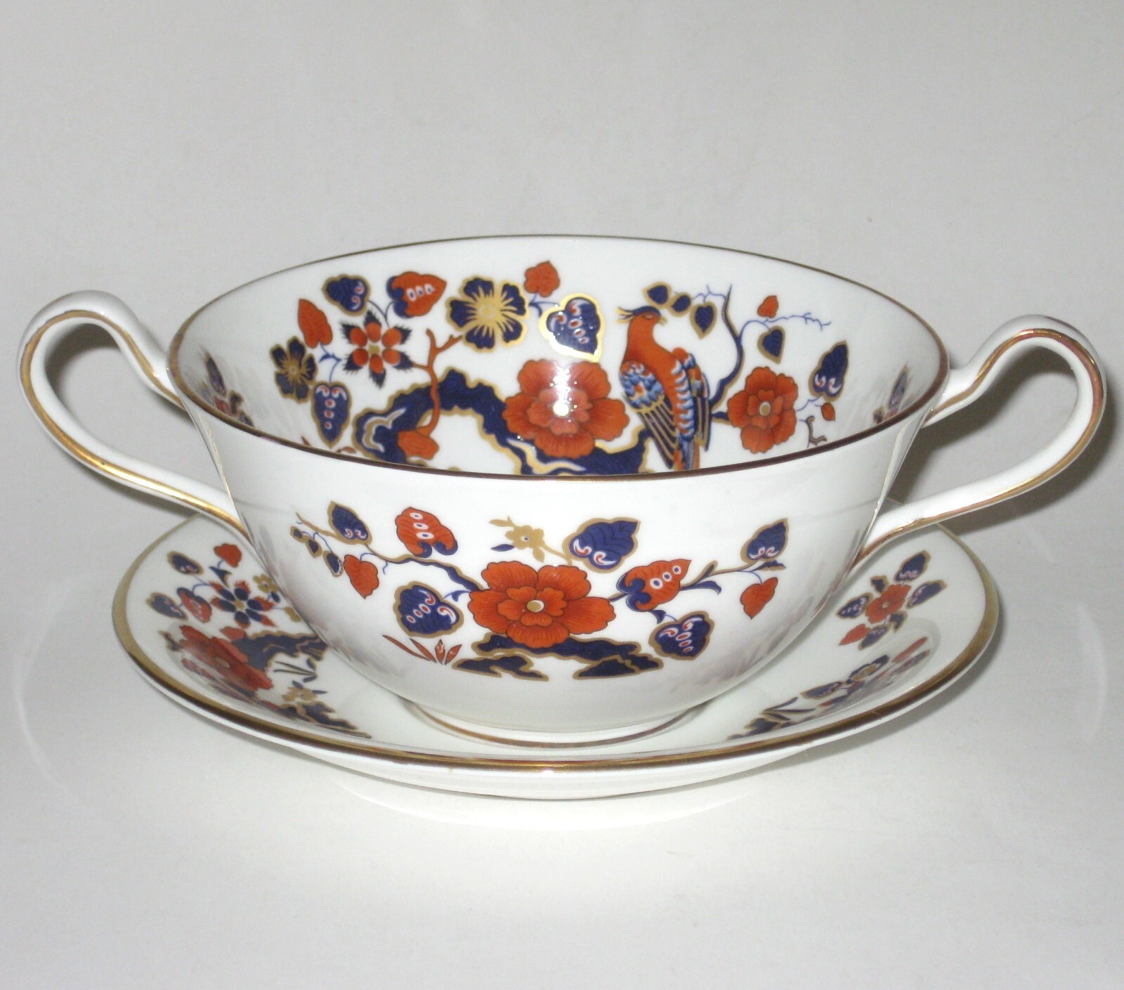 Aynsley BIRD of PARADISE Cream Soup Bowl & Saucer Set Near
