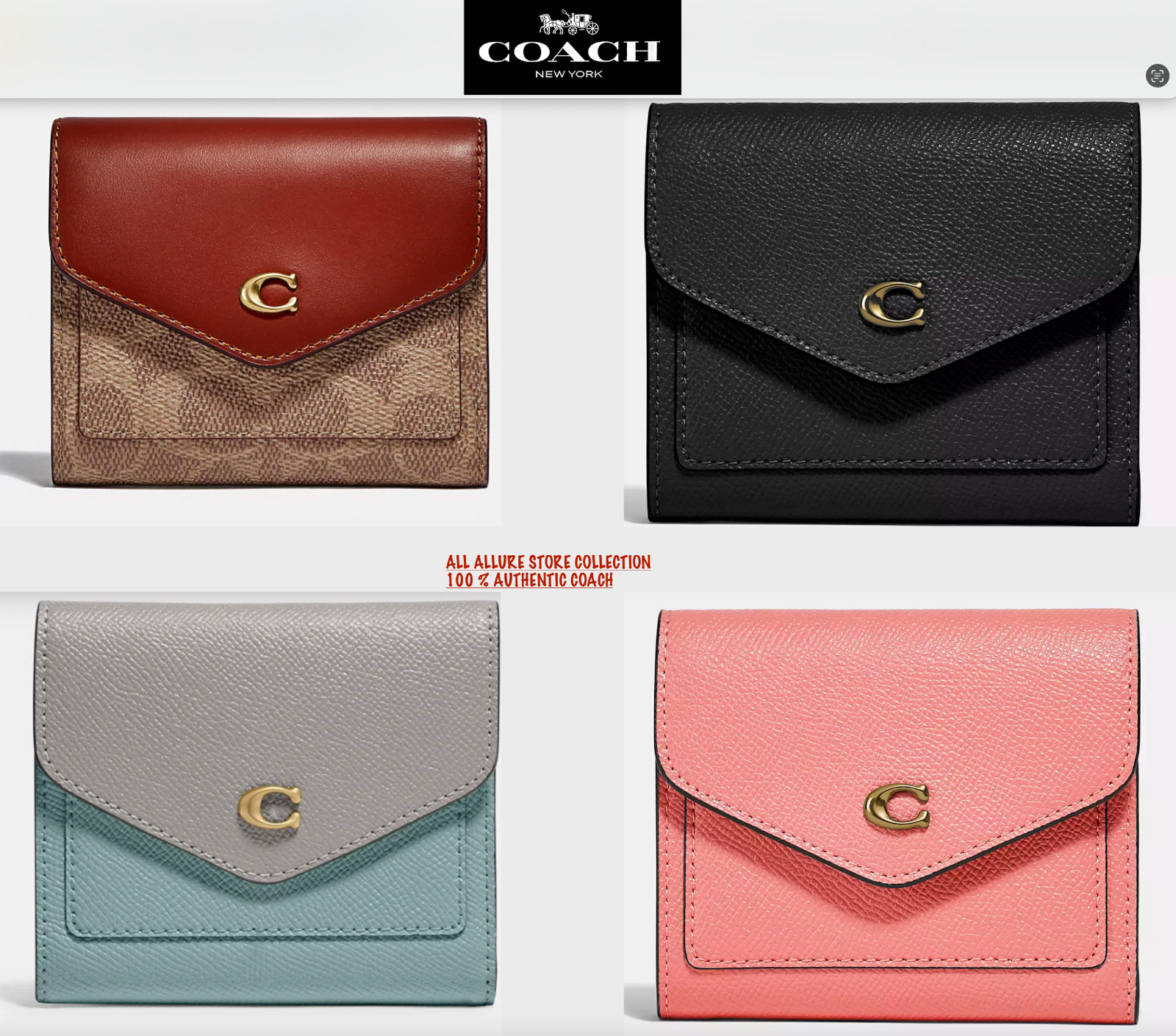 BN COACH Crossgrain Leather Wyn Small Wallet WOMEN PICK BN COACH Crossgrain Leather Wyn Small Wallet WOMEN PICK