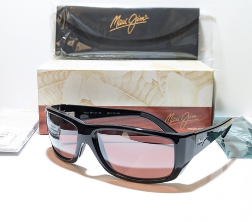 Pre-owned Maui Jim Wassup Black Sport Wrap / Maui Rose Polarized Lens Sunglass R123-02 In Pink