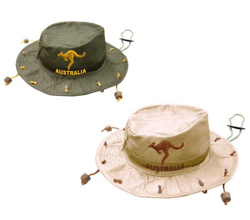 Unisex Cork Hat Australia/Kangaroo - Cream/Green