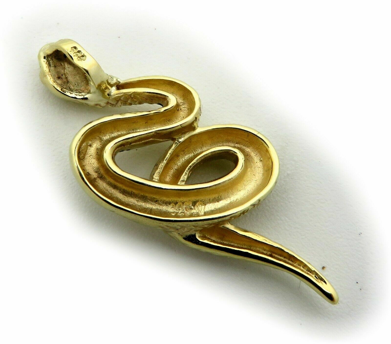 Pre-owned Geno Schmuck Pendant Snake Real Gold 333 Yellow Gold With Ruby 8 Carat Cobra Top Snake In Red