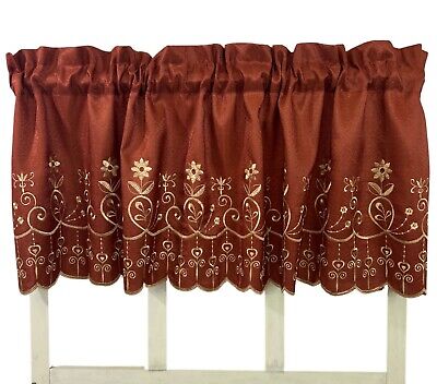 Victoria Classic Aileen Floral Window Valance Cinnamon Gold Embroidery 60'' x 18''