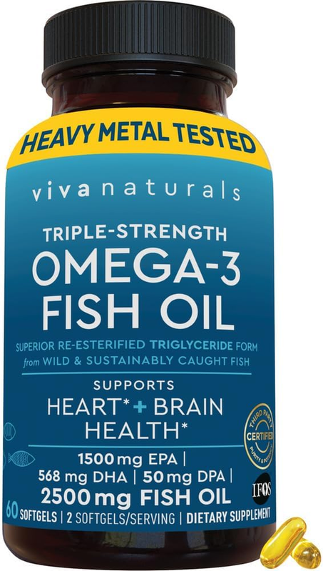 Viva Naturals Triple Strength Omega 3 Fish Oil Supplement 2500mg, EPA DHA DPA