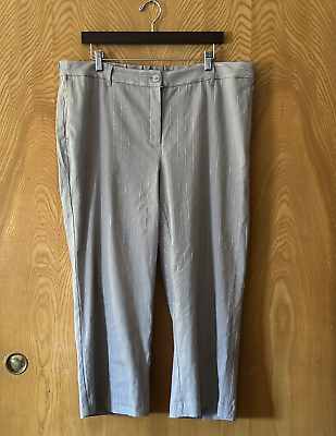 J.Jill Linen Stretch Pants Size 20 Womens Gray Striped Wide Leg