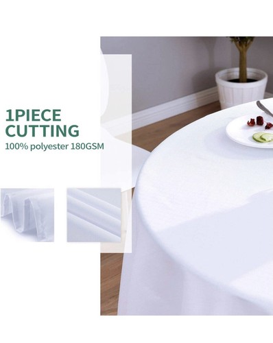 Lann's Linens TBL-R120-WHT_10 Round Tablecloth