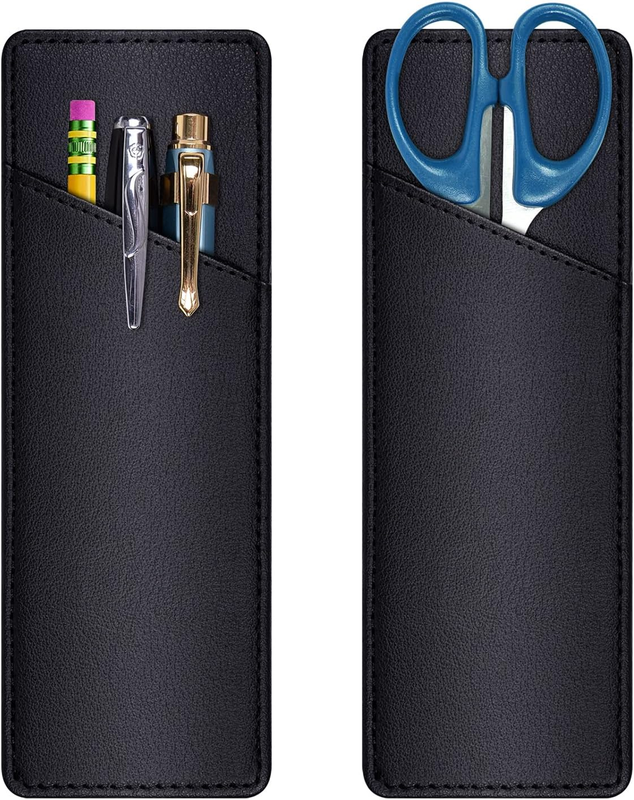 Magnetic Pen Holder, Wisdompro 2 Pack PU Leather Pencil Holder for Refrigerator,