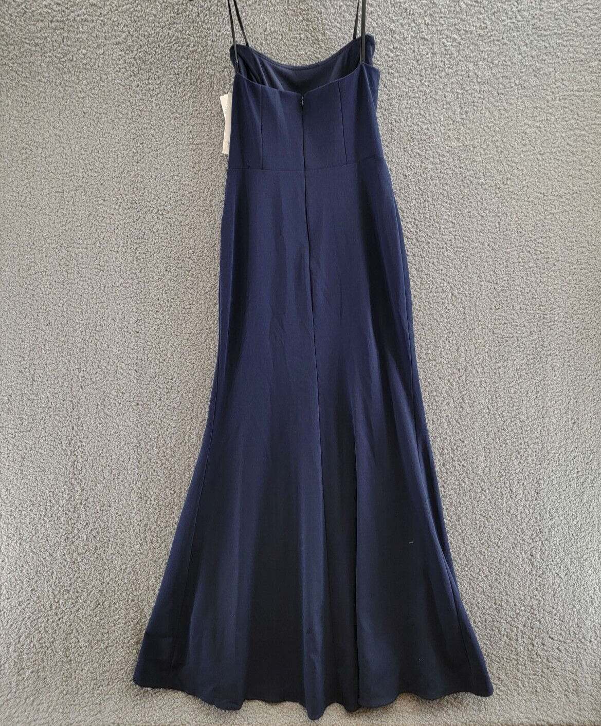 AQUA Strapless Gown Women's 8 Navy Solid Sweetheart Neck Slit Back Zip Closure - Picture 9 of 15