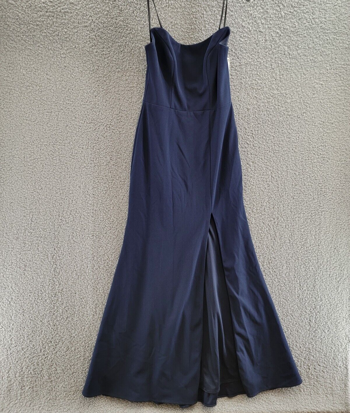 AQUA Strapless Gown Women's 8 Navy Solid Sweetheart Neck Slit Back Zip Closure - Picture 2 of 15