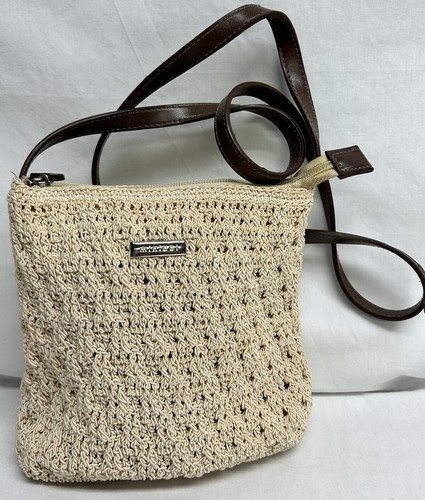 Minicci Ivory Weaved Crossbody Strap Zip Close Small Purse