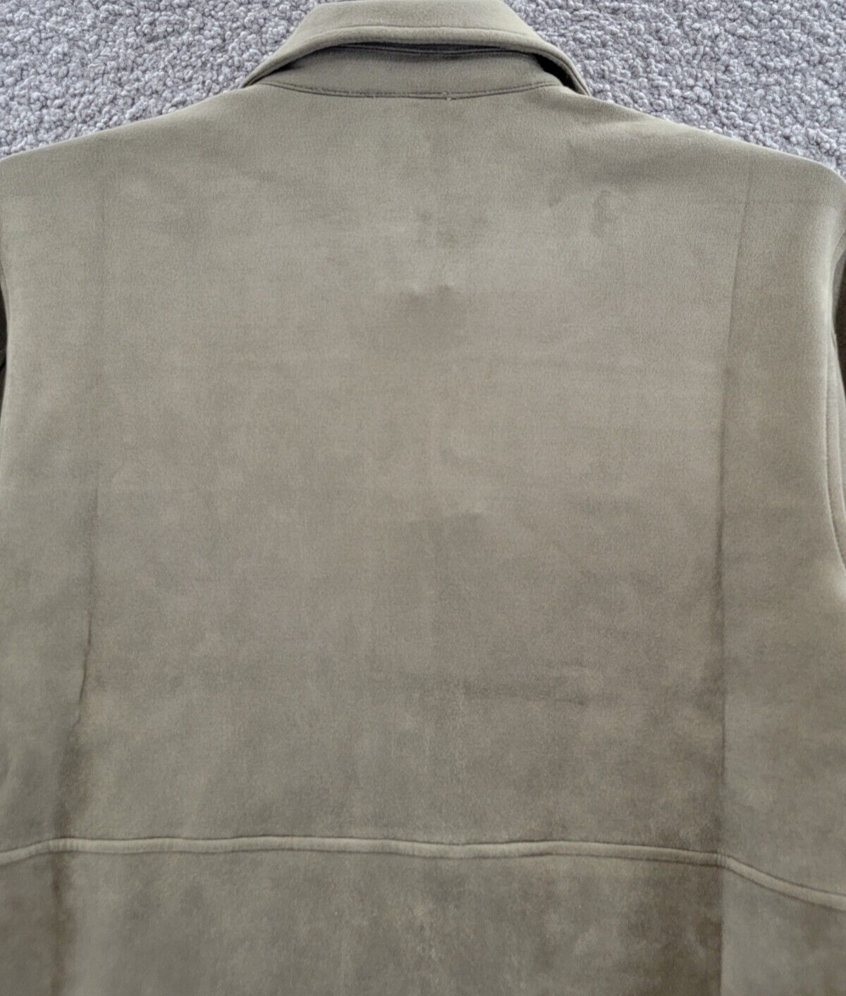 Calvin Klein Faux Suede Button Up Shirt Unisex S Olive Green Snap Button Closure - Picture 11 of 12