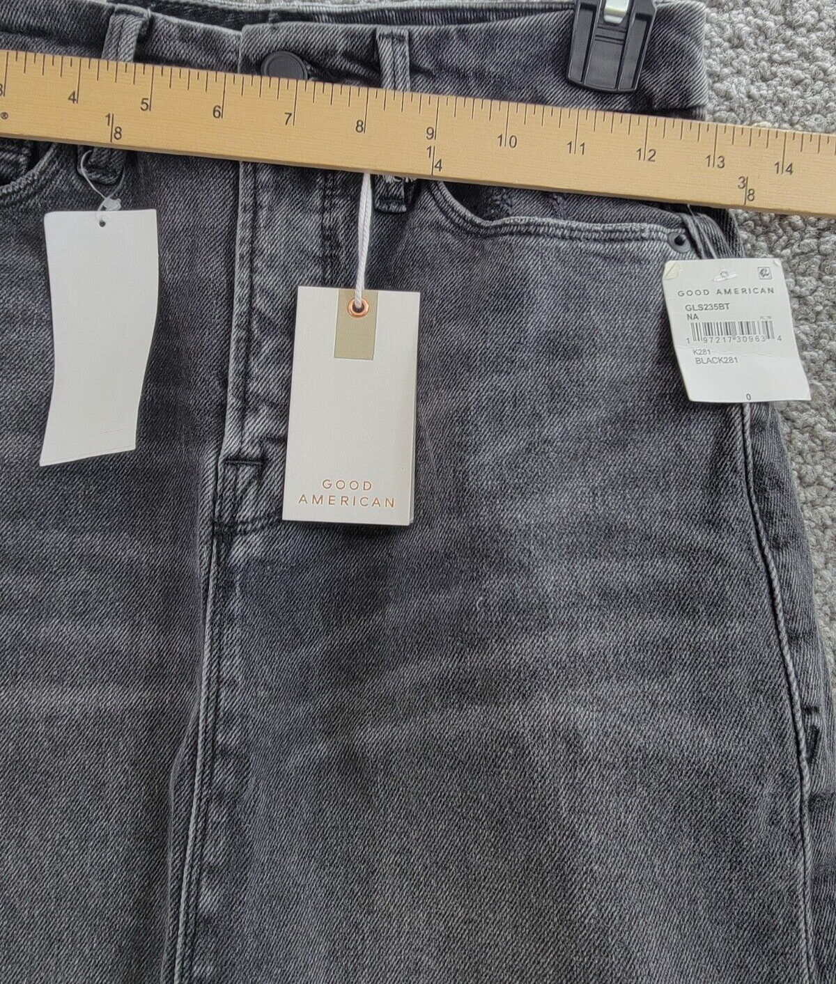 Good American Denim Tube Maxi Skirt Women's 0/25 Black Faded Button Zip Closure - Picture 5 of 16