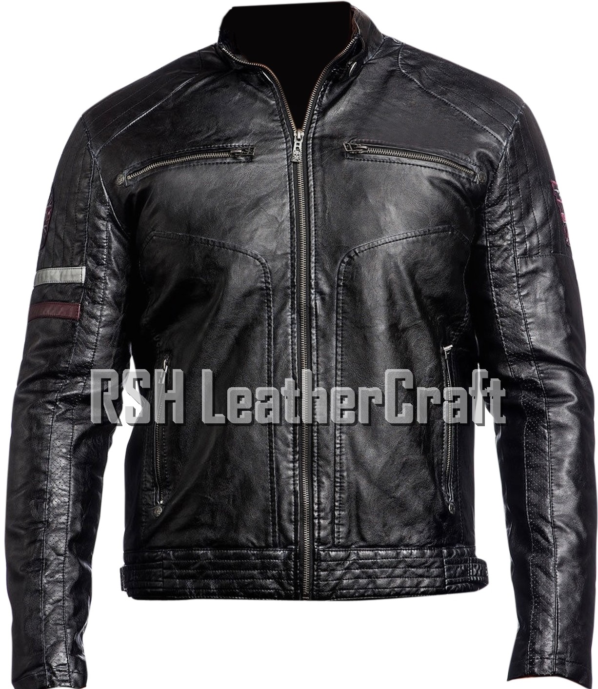 Preowned Rsh Leathercraft Retro Vintage Black Motorcycle Cafe Racer