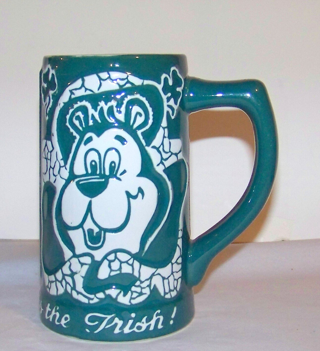 Vtg Bear Beer Green Mug Stein St Patrick’s Day Irish Erin Go HAMMS Ceramarte