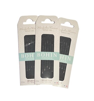 Self Threading Needle Assortment from Bohin, Lot of 3 Pkgs