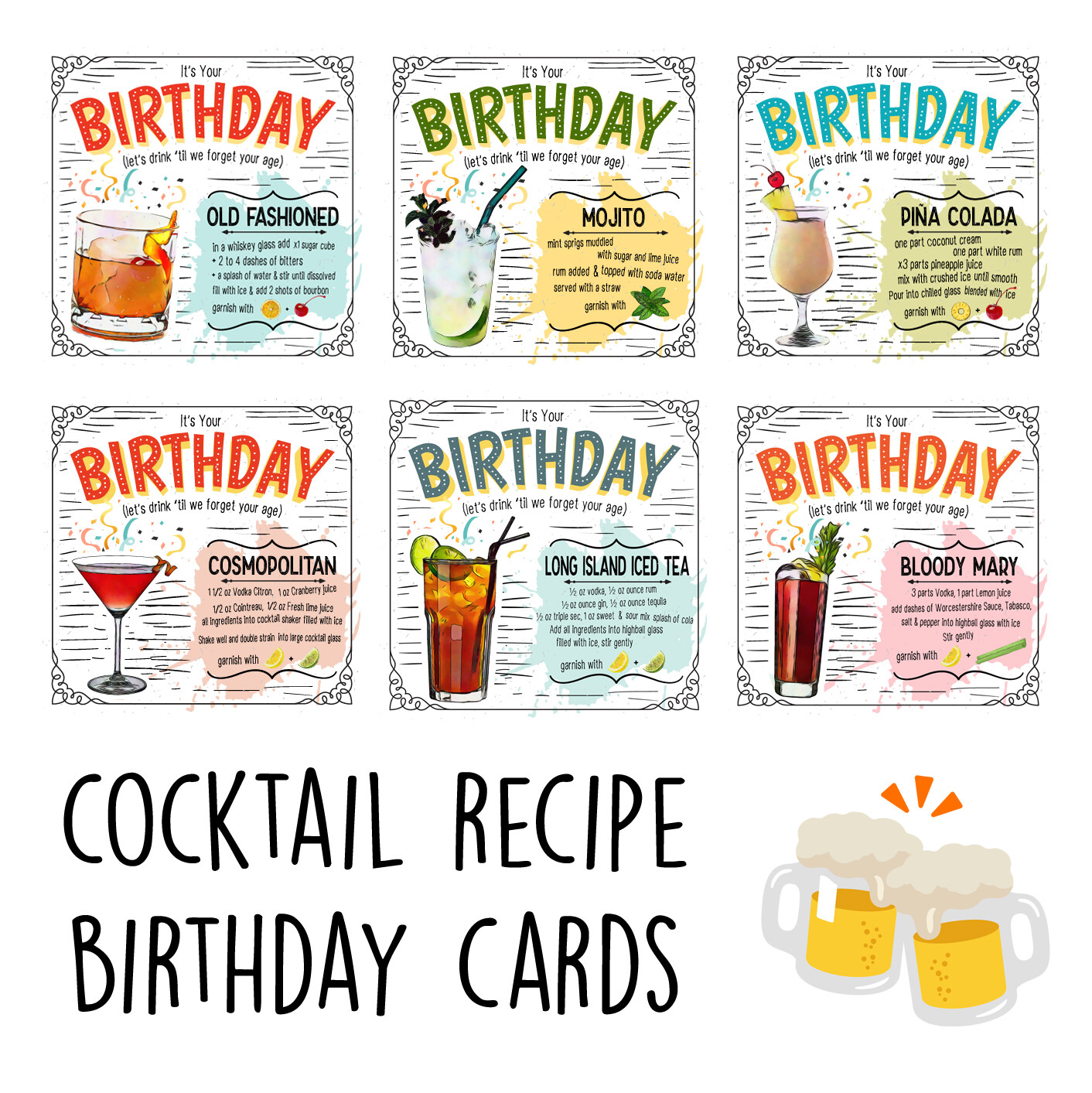cocktail-recipe-birthday-cards-alcohol-gin-booze-cocktails-for-her-him-family-ebay