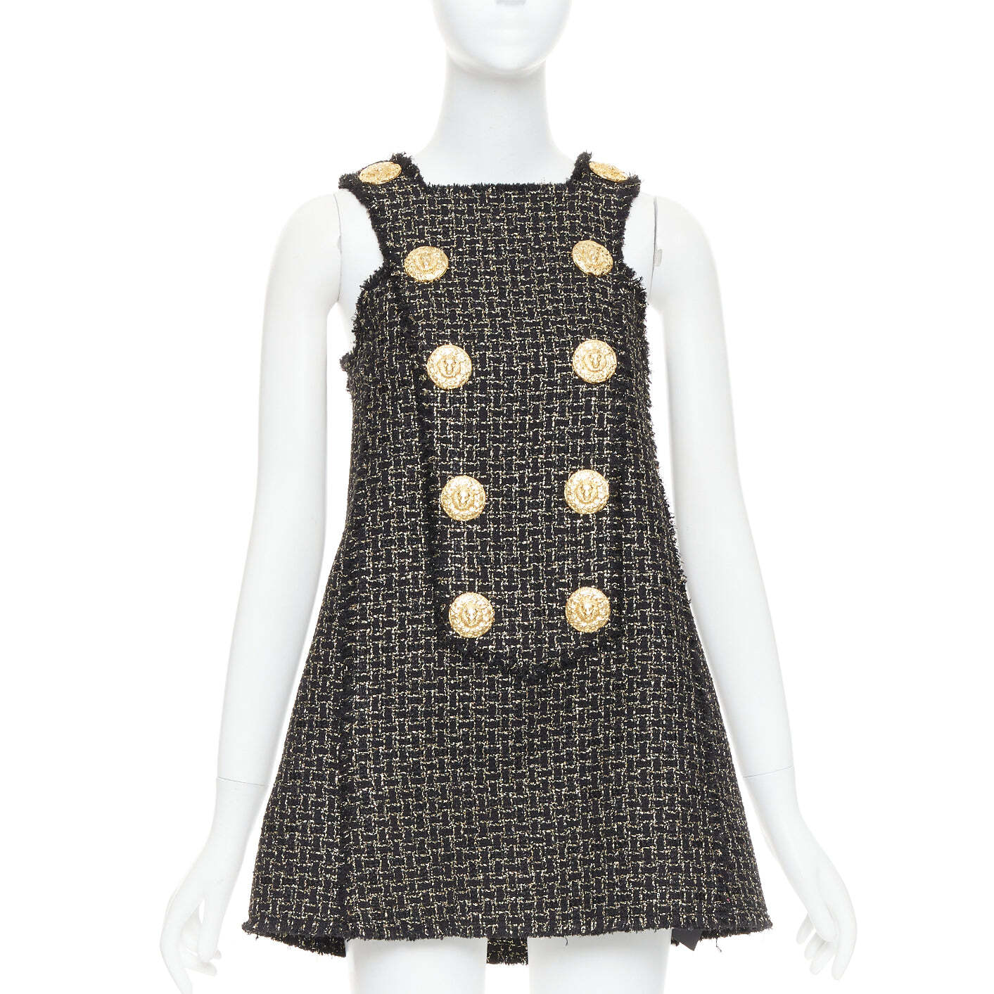 BALMAIN フリンシテニムツイトトレス CF1R3131KF88 SLJ Jacquard halterneck dress with Balmain ribbon motif black