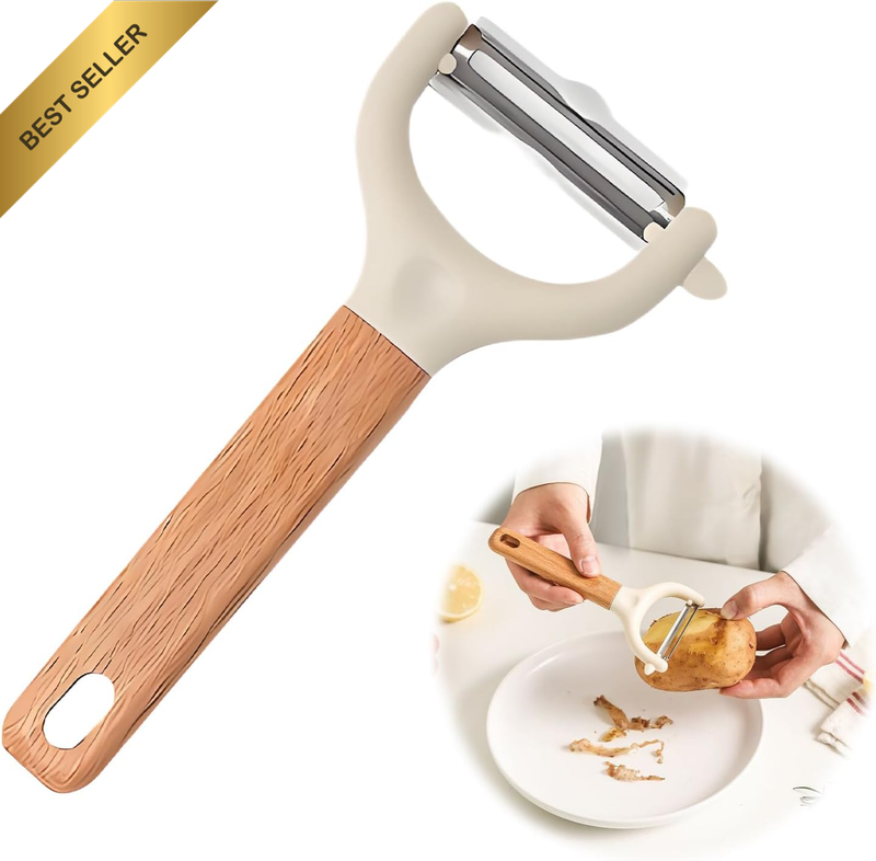 Stainless Steel Vegetable Peeler, Y Peeler with Beechwood Handle