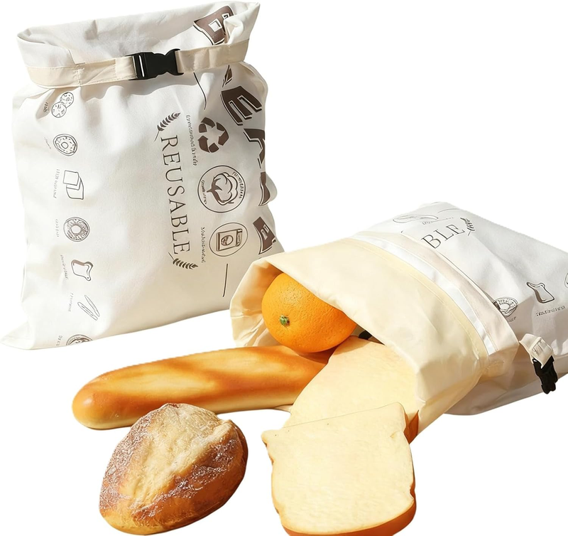 1Pc Cotton Beeswax Bread Bag, Detachable with Buckle | Extra Large 42X32Cm Eco B