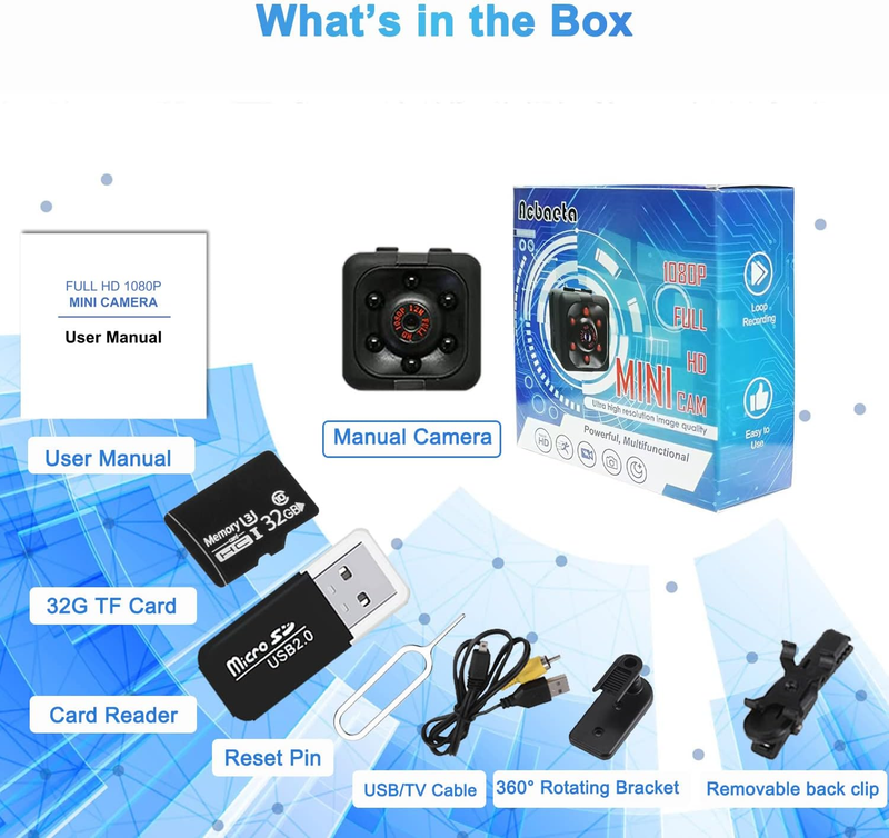 Mini Spy Camera Hidden Camera, 1080P Full HD Nanny Cam Hidden Camera, Mini Camer
