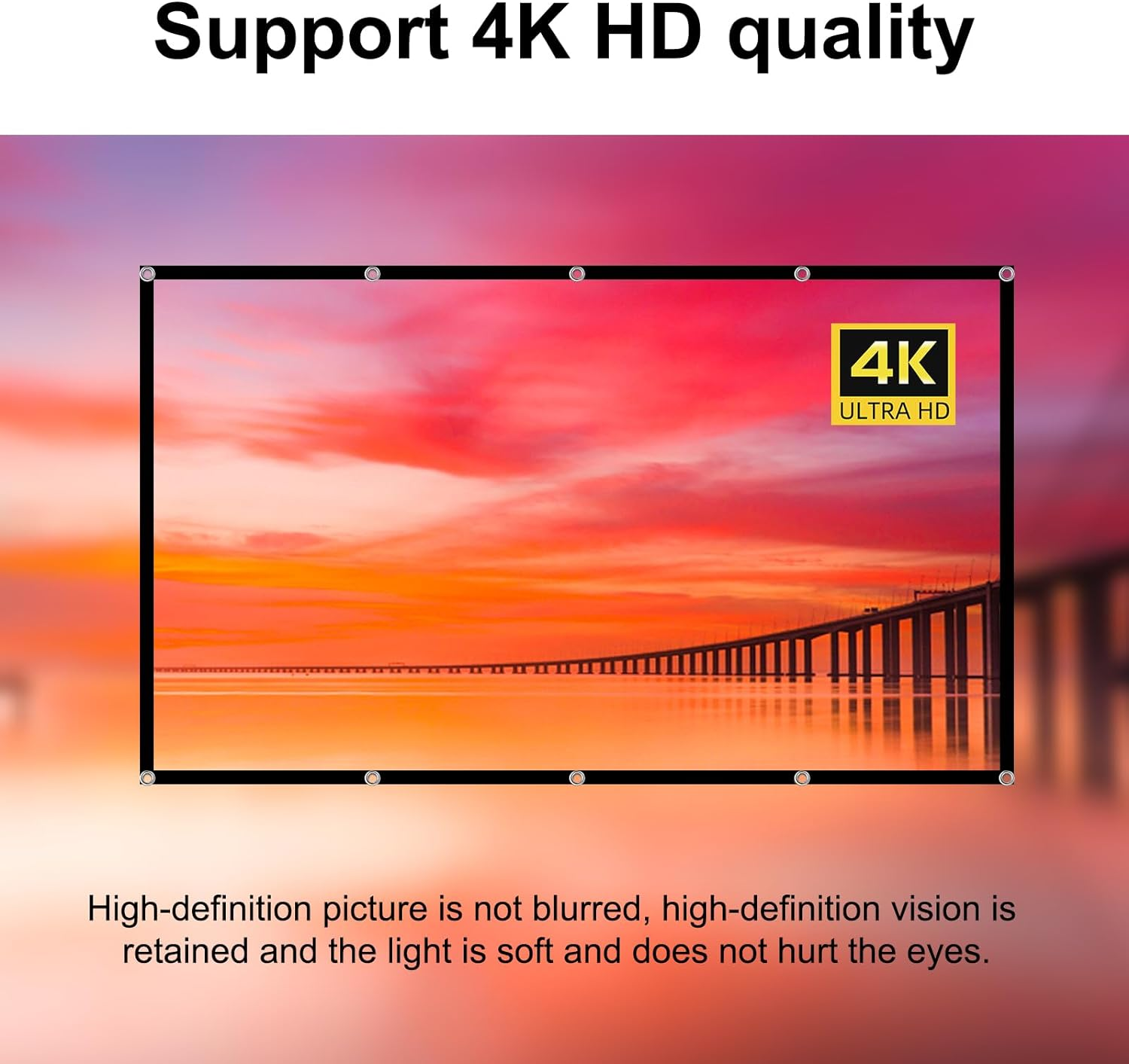 High-Density Portable Projector Screen 60-150" Home Outdoor Camping 3D HD 16:9