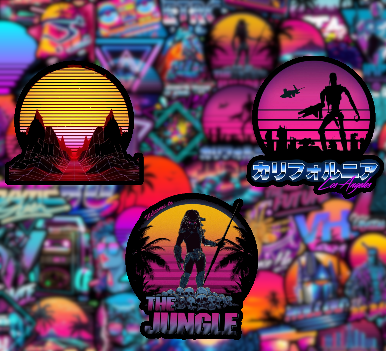 25/50 Piece Retrowave Sticker Pack - Matte Vinyl - Synthwave Retro Vaporwave 80s