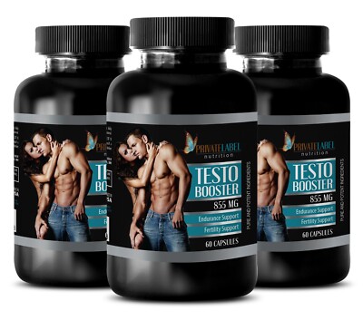 Lean Muscle Builder - TESTO BOOSTER 855mg - 3 Bottle 180 Capsules