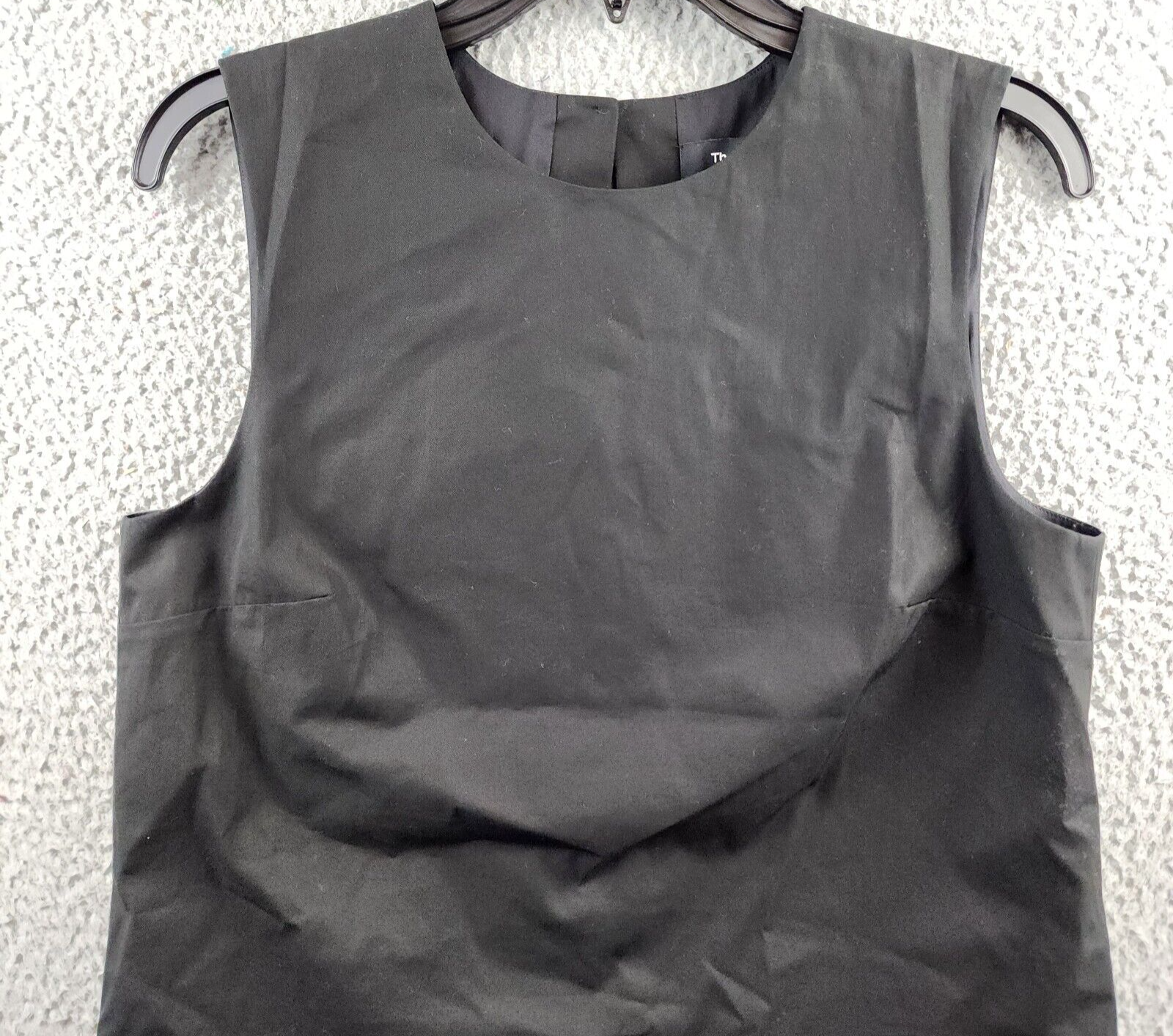 Theory Popover Waist Shift Dress Women's 6 Black Round Neck Button Back Closure - Picture 3 of 13