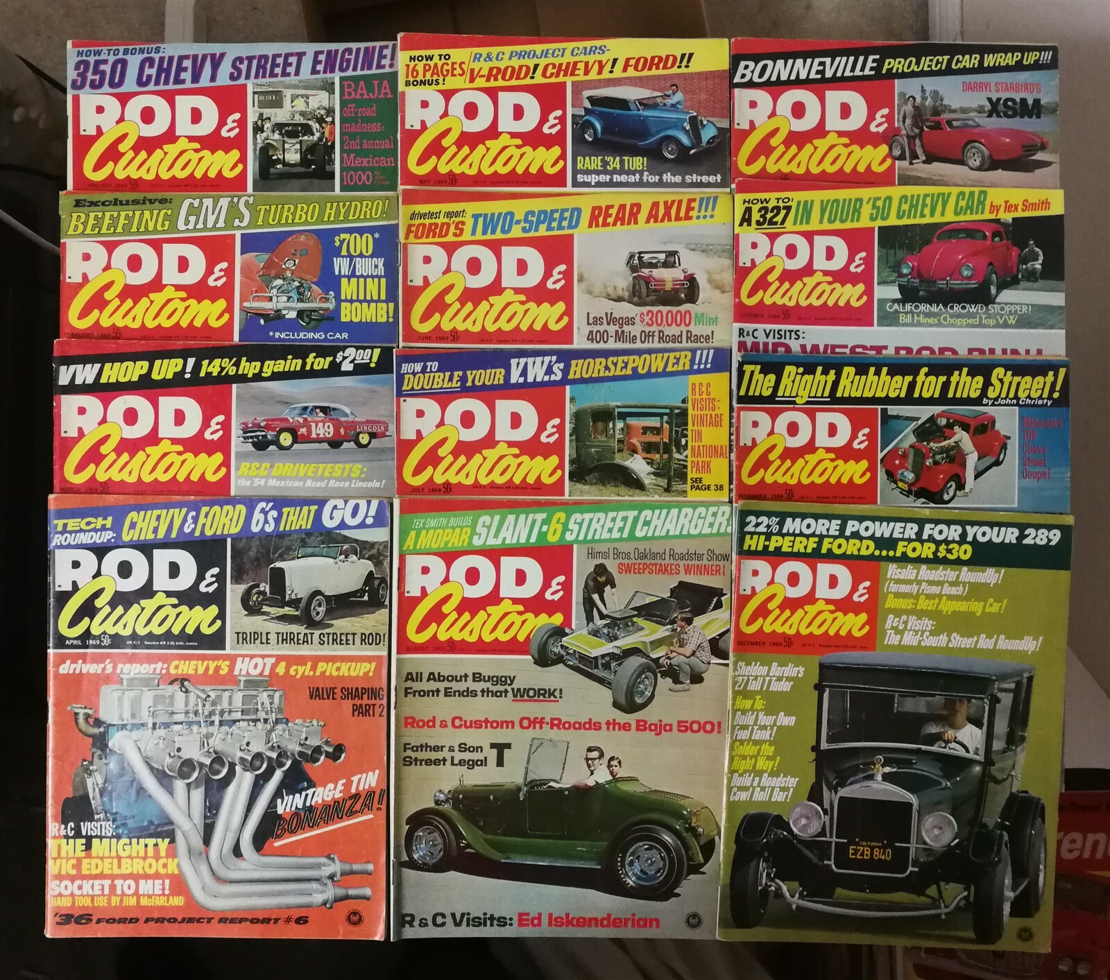 Rod & Custom Magazine 1969 - The Complete Year All 12 Issues