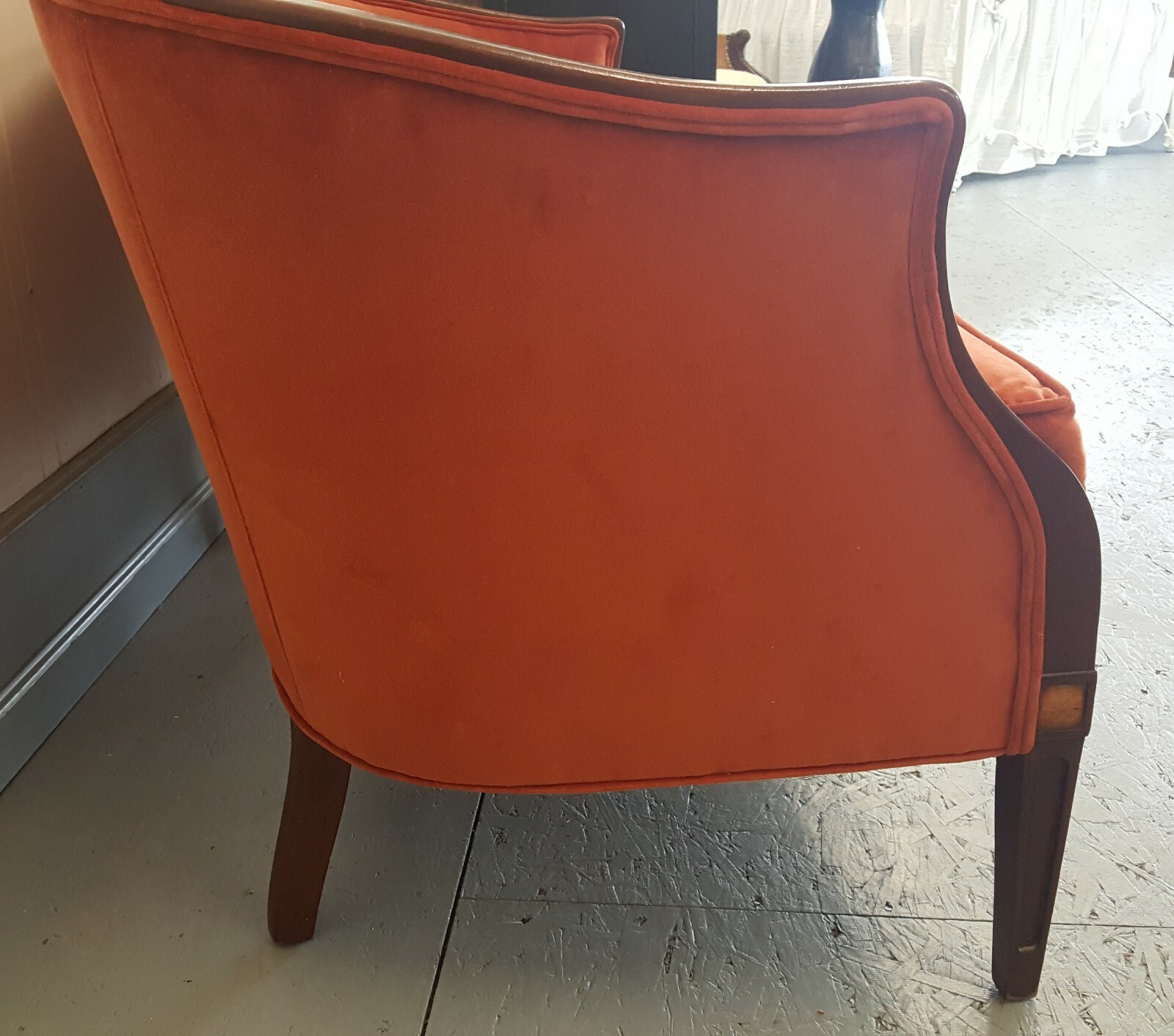 Vintage Velvet Rust Orange Settee Antique Couch Excellent Condition