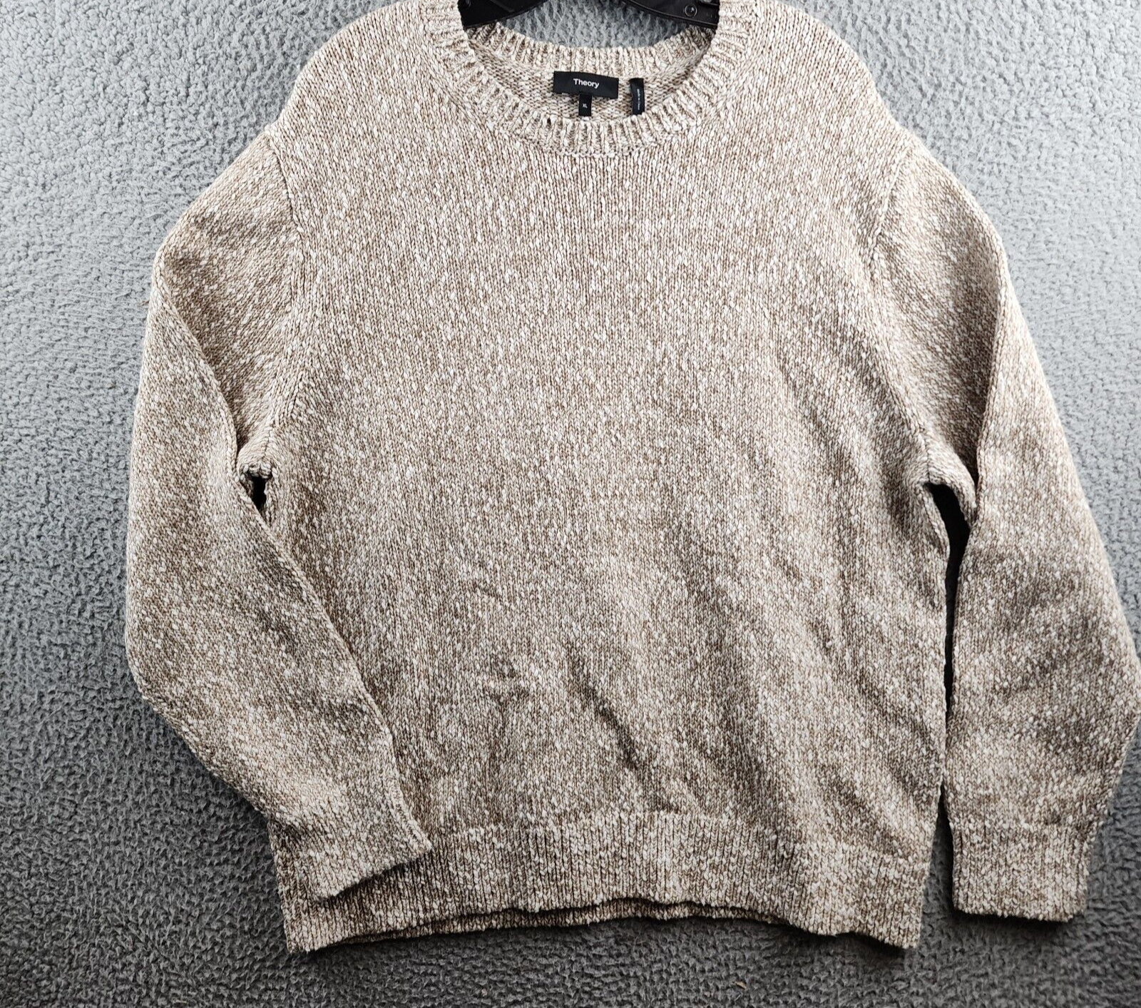 Theory Mauno Crewneck Sweater Men's XL Pumice Multi Ribbed Long Sleeve Pullover - Picture 2 of 14