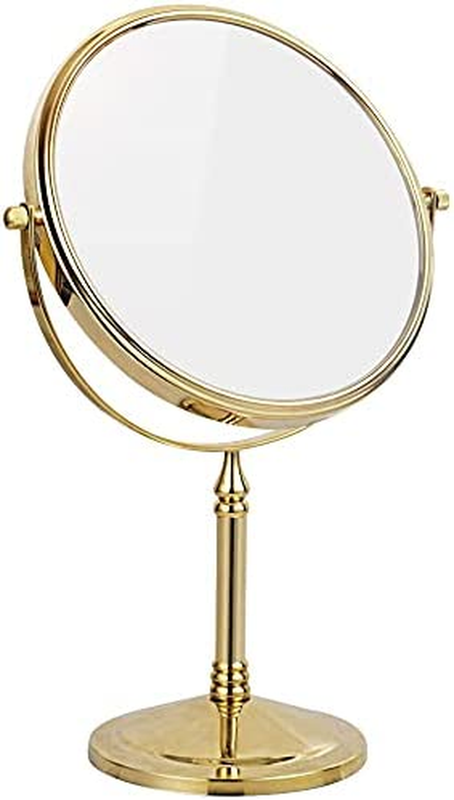 Makeup Mirror 10X Magnification Vanity Mirror Tabletop Two-Sided Swivel Gold Fin