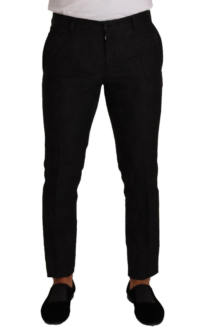 

DOLCE - GABBANA Брюки Платье Черные парчовые узкие брюки IT48/ W34 /M $1000, Черный