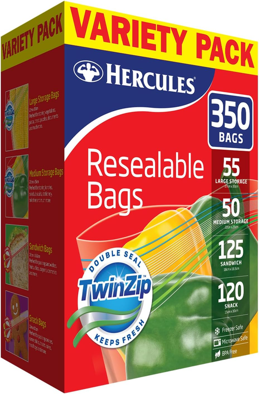 Resealable Bags Variety Pack (Pack of 350)