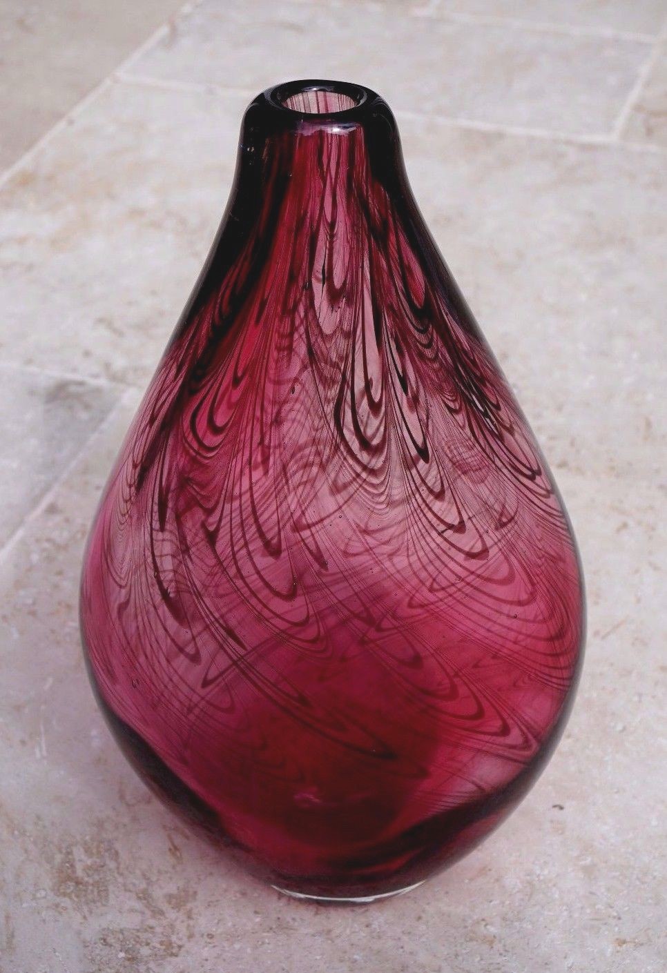 A Stunning Vintage Large Murano Cranberry Glass Vase Gimmu