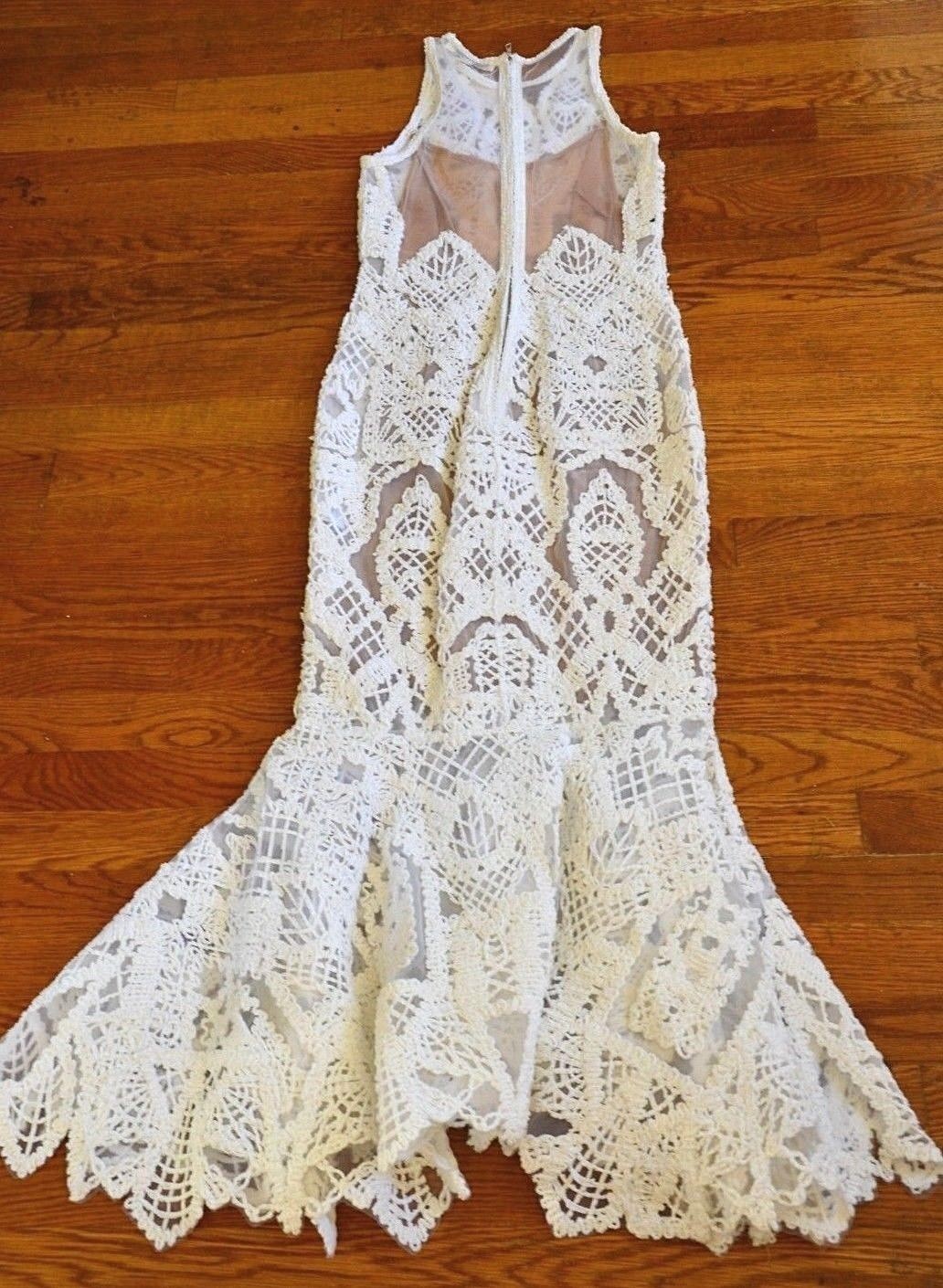 New $1,995 Jonathan Simkhai Tower Lace White Long Maxi Dress Gown IT 42 / US 6