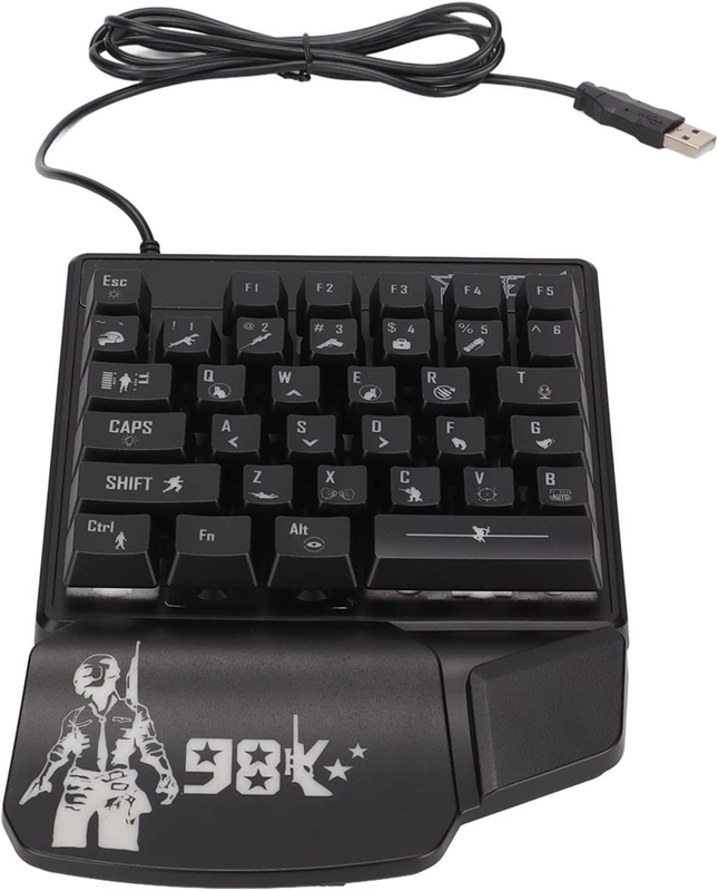 RGB Backlit Wired Gaming One Handed Keyboard with 35 Macro Keys,Portable LED Glo