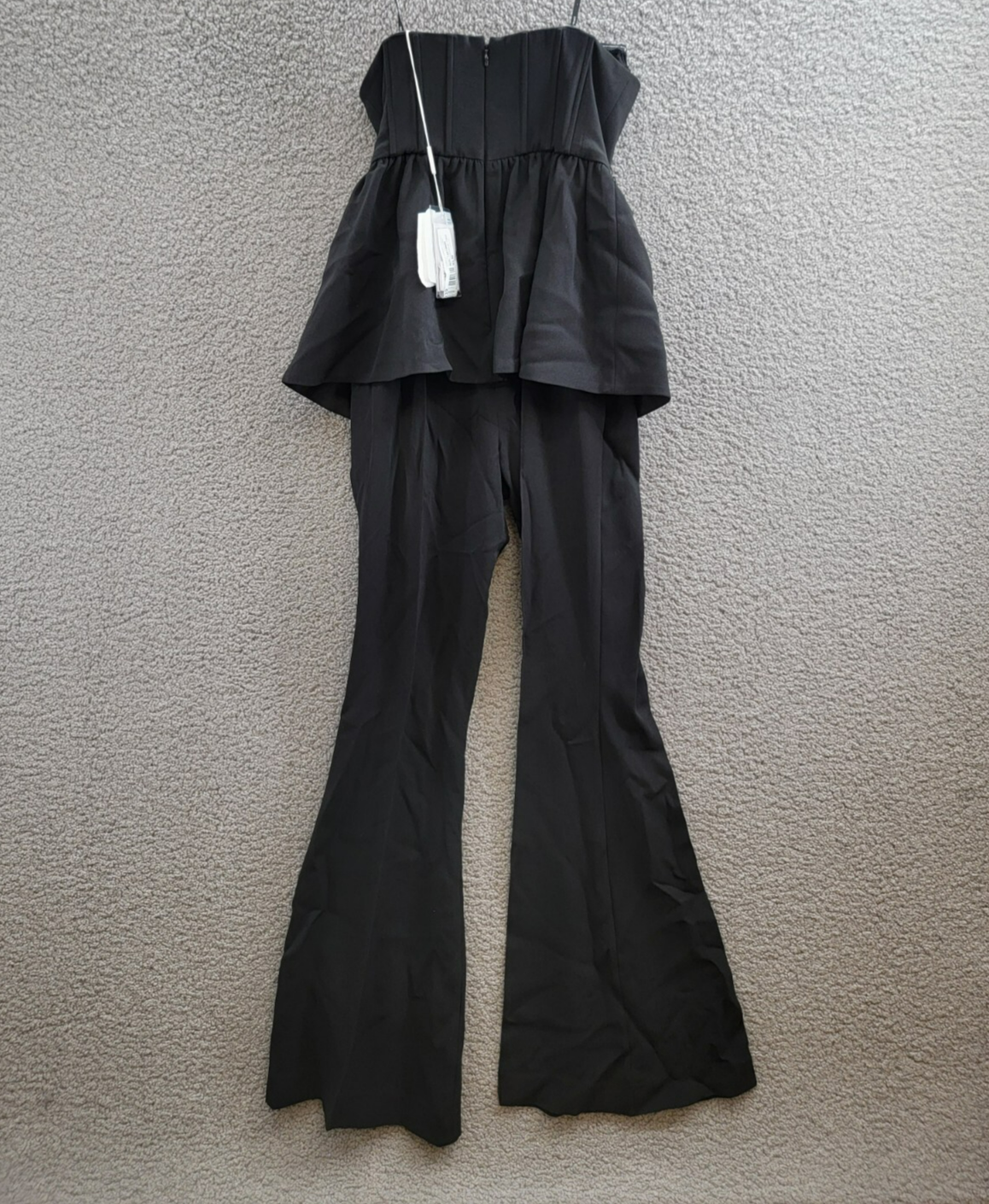 Self-Portrait Crepe Strapless Jumpsuit Women's 4 Black Straight Neck Back Zip - Picture 12 of 19