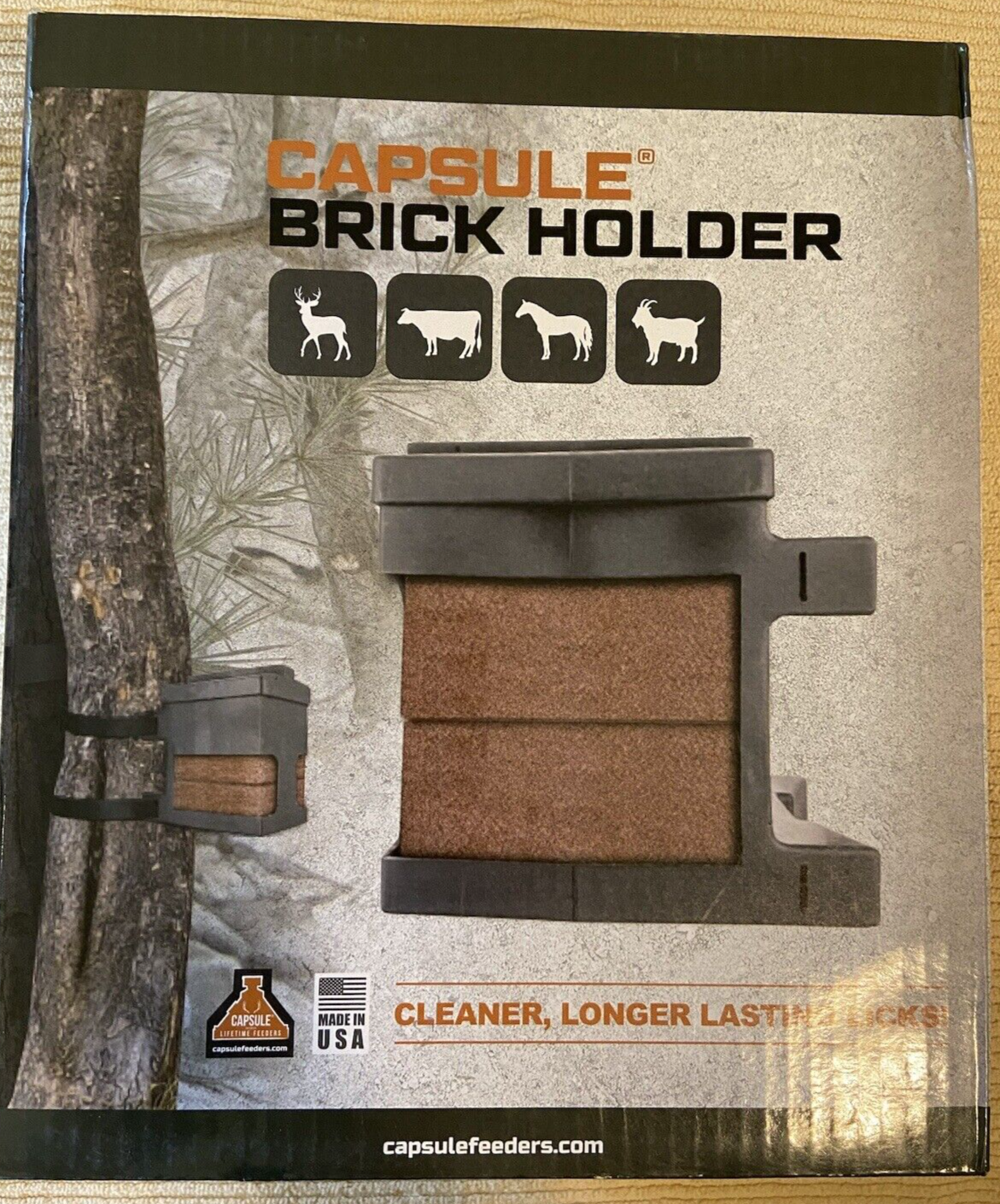 Mineral Attractant Brick Holder Livestock Wildlife, Tree Mounted