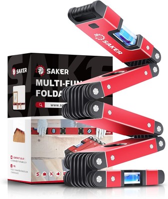 Saker Multi-function Foldable Level, 28-Inch Multi-Angle Measurement Red 