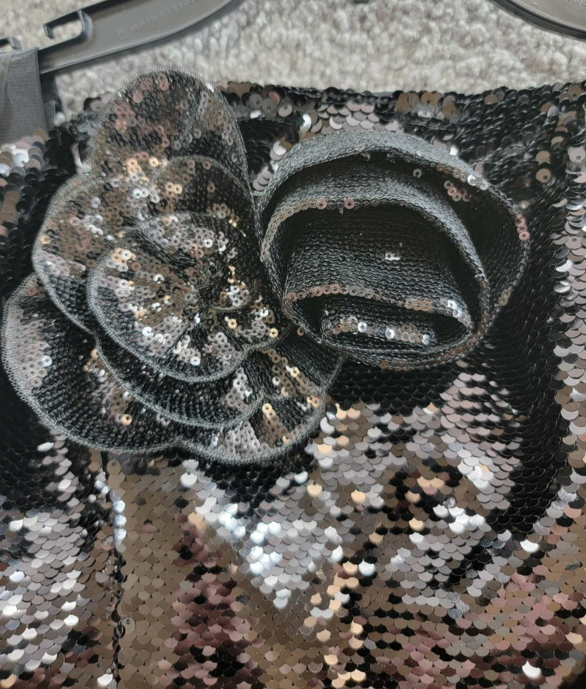 MILLY Sascha Sequin Strapless Mini Dress Women's 4 Black Straight Neck Back Zip - Picture 5 of 18