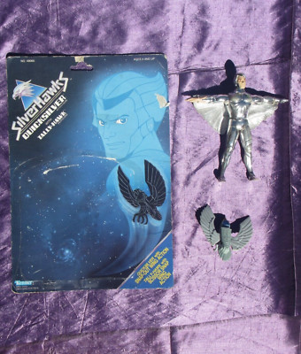 Kenner Silverhawks Quicksilver Figure with Tally-Hawk and Cardback