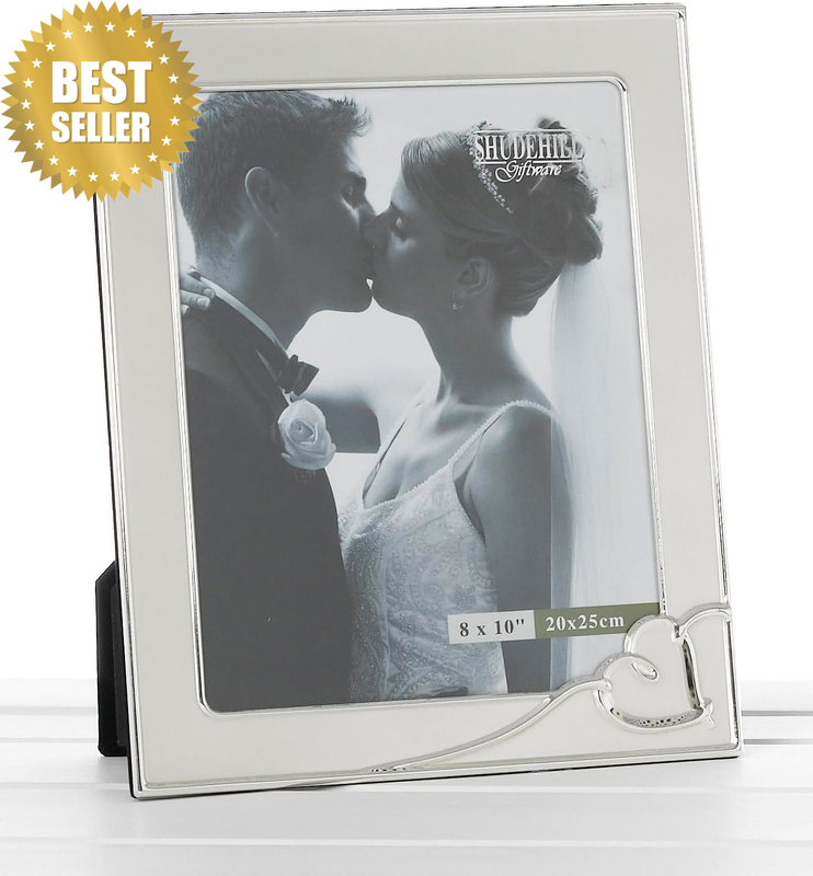 Romantic Silver Heart Photo Frame - Elegant Metal Picture Frame Holds 8X10 Photo
