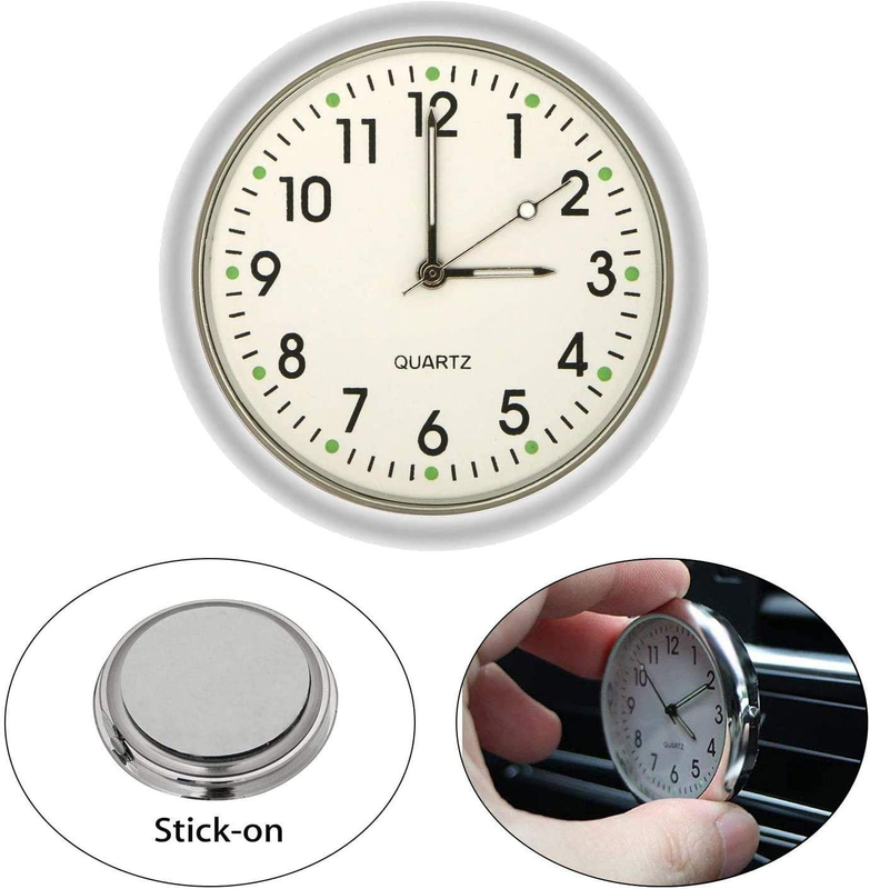 Stick on Analog Car Clock, Mini Tiny Small Luminous for Dashboard Boat Bike Home