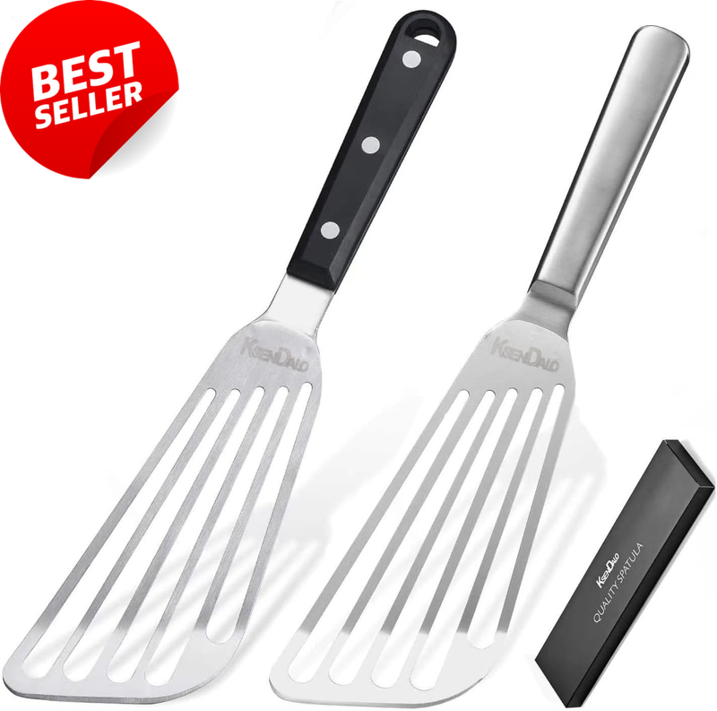 Stainless Steel Spatula Set, Thin Metal Egg Flipper, 2Pack 11.8"