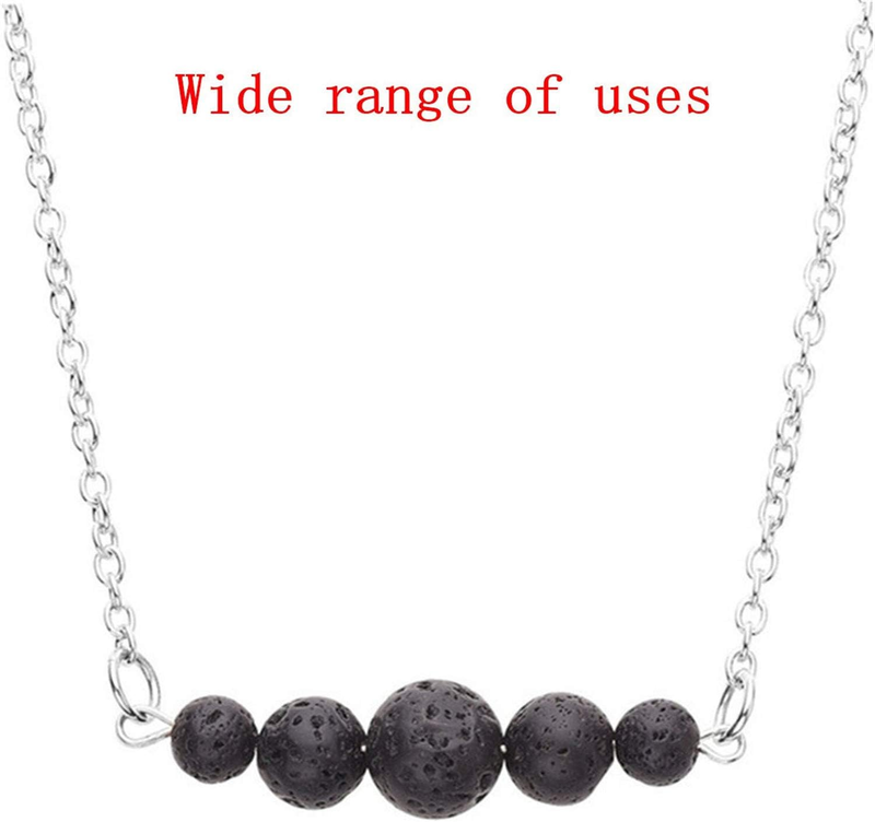 200PCS 8MM Natural Lava Beads Black Volcanic Stone Rock Beads Kits for Essential