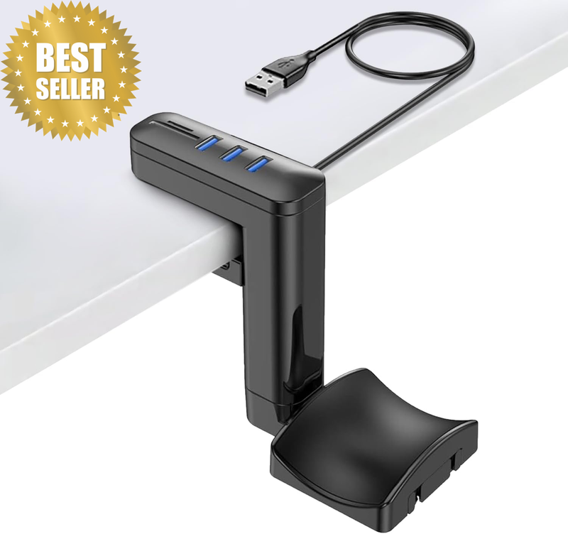 360° Rotation Headphone Stand under Desk, Table Hook, PC Gaming Accessories with