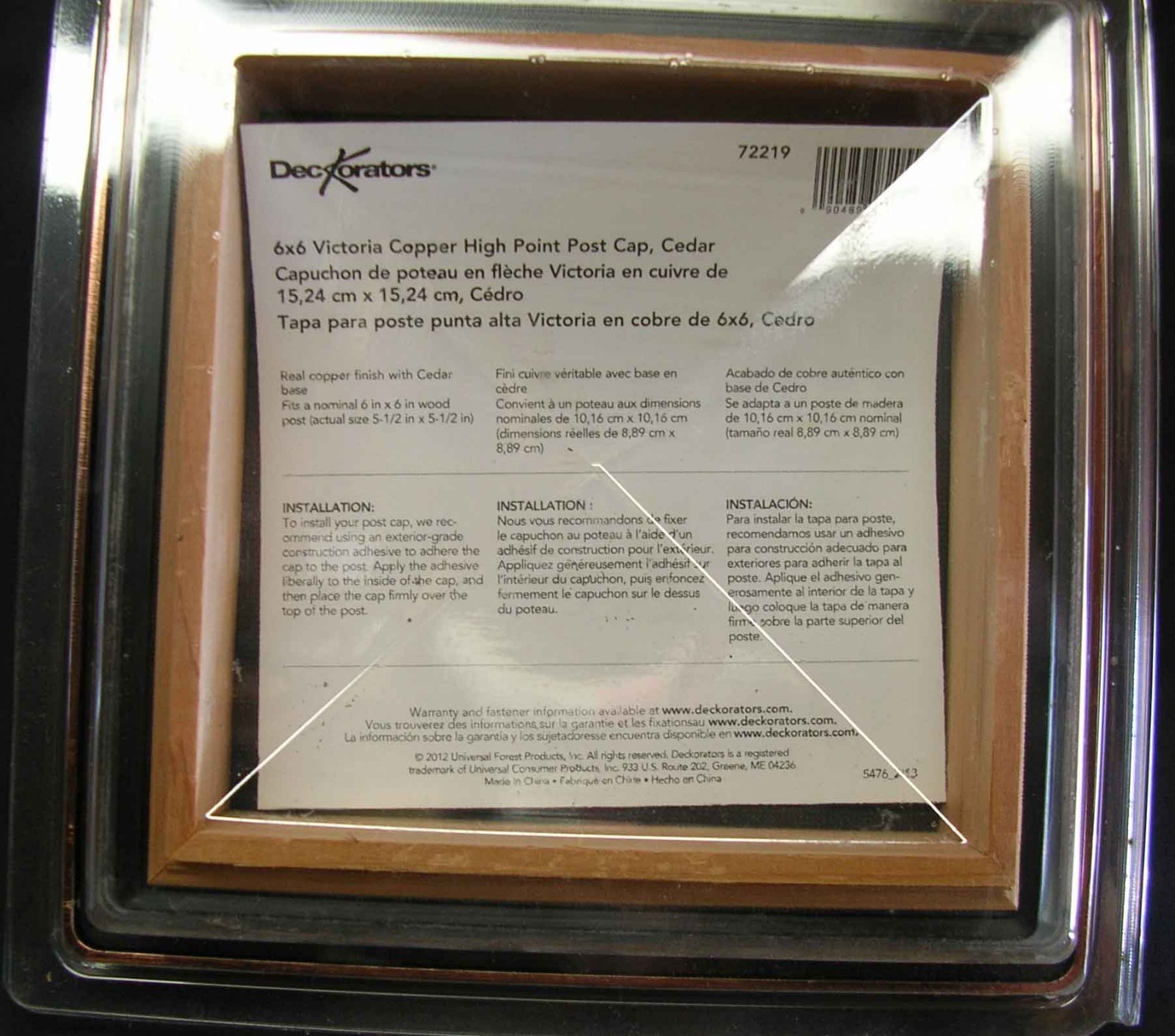 Deckorators 72219 Victoria High Point Copper Post Cap w/ Cedar Base 2 Pk for 6x6